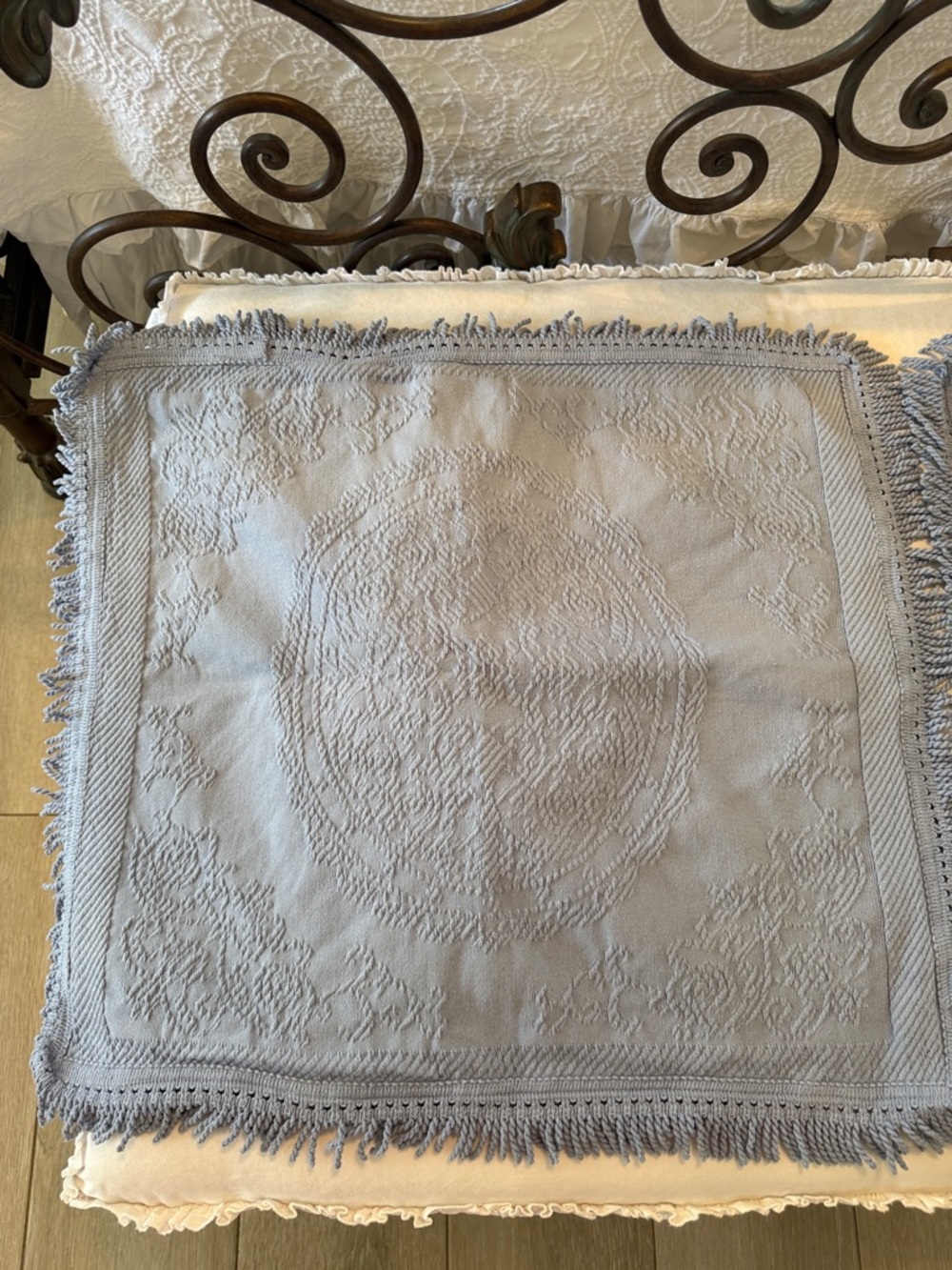 Pair of Classic Matelasse Fringe-Trim Accent Pillow Covers 21” x21”